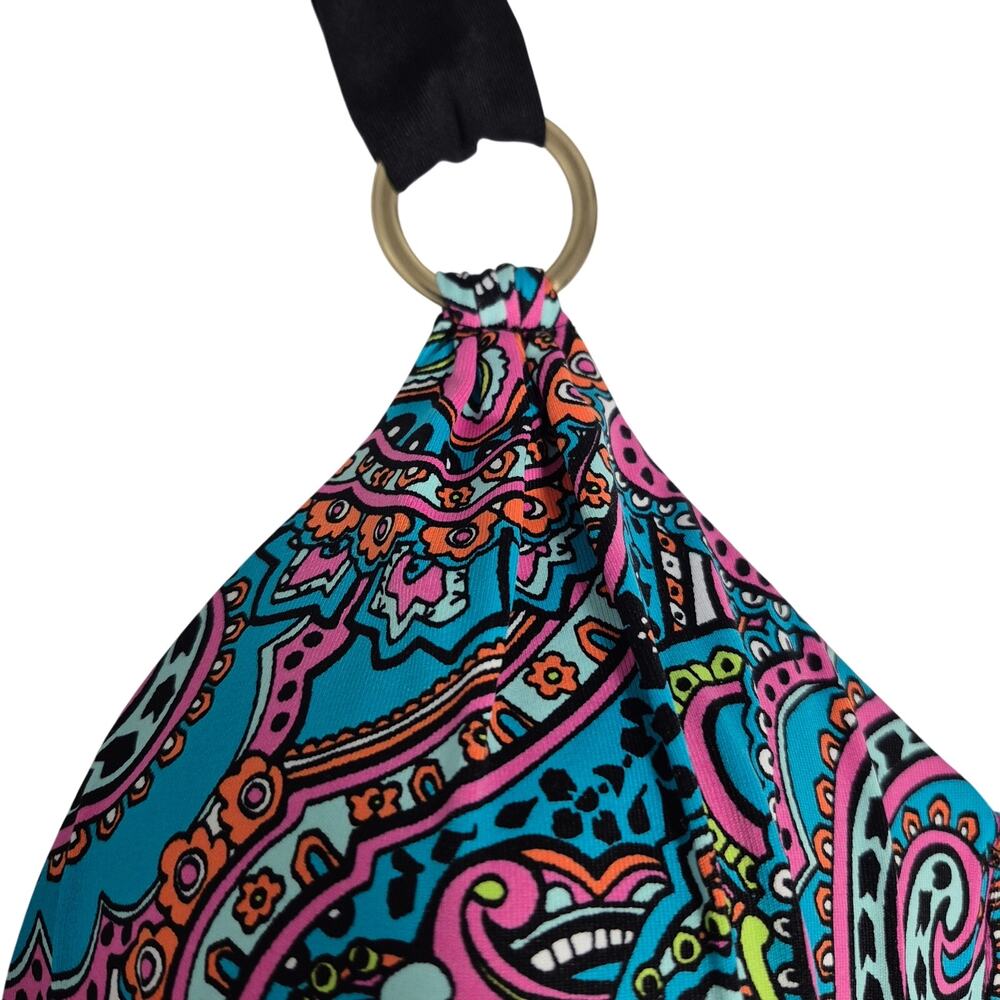 Liz Claiborne Paisley Bikini Halter Top Women's Size 8 Blue Pink Black - Picture 7 of 12